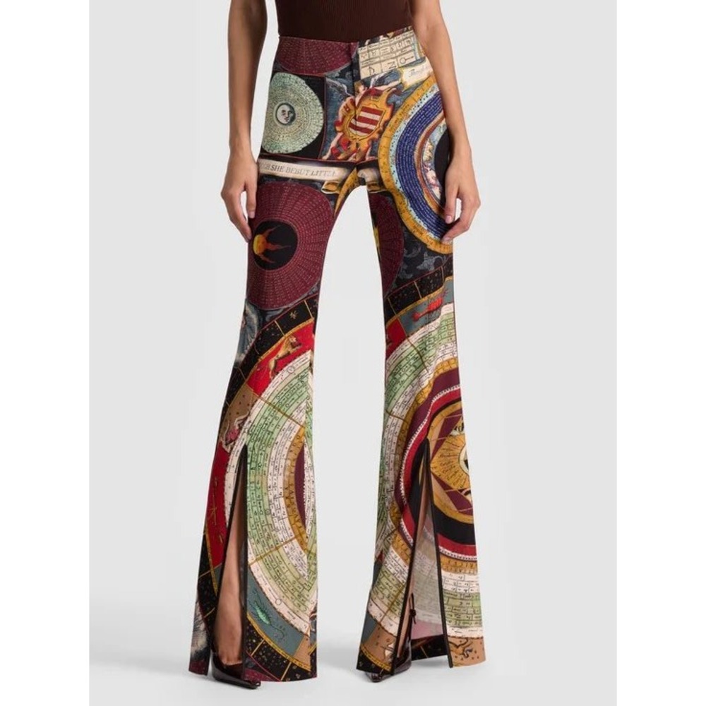 Alice + Olivia Hands of Time Celestial Flare Slit Pants Multi CC509P55103 Size 2